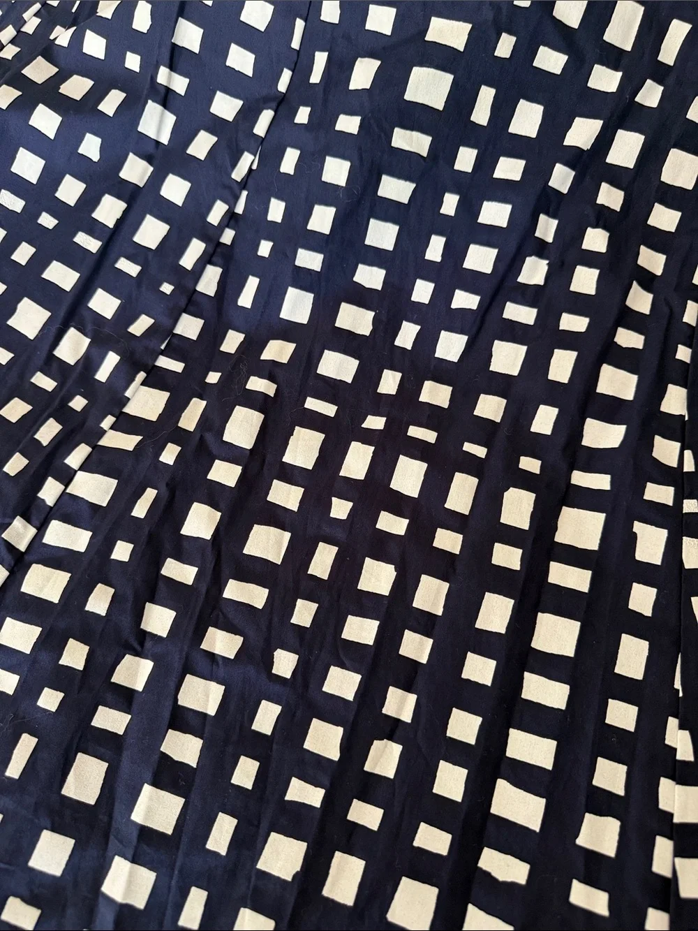 Marie Oliver Navy and White Checked A-Line Skirt